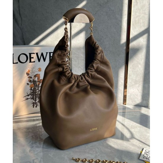 Migliore Repliche Loewe Medium Squeeze Borsa Marrone Nappa Agnello Economiche Outlet Online