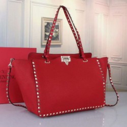 Miglior Falso Valentino Medium Rockstud Tote Rosso Grain Calfskin Economiche Premium