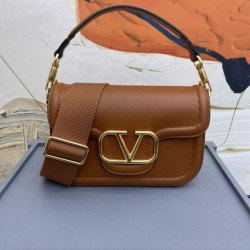 Replica perfetta Valentino Alltime Borsa a tracolla Marrone Granulata Imitazione Outlet Online