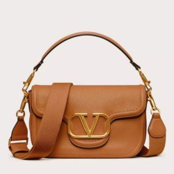 Replica perfetta Valentino Alltime Borsa a tracolla Marrone Granulata Imitazione Outlet Online