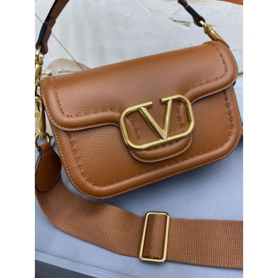 Replica perfetta Valentino Alltime Borsa a tracolla Marrone Granulata Imitazione Outlet Online