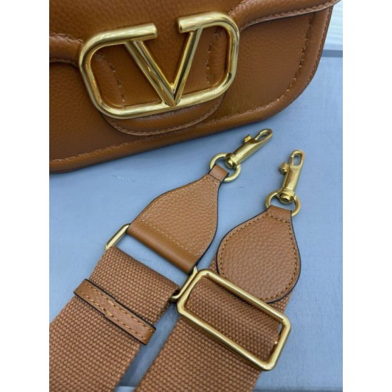 Replica perfetta Valentino Alltime Borsa a tracolla Marrone Granulata Imitazione Outlet Online