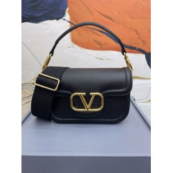 Perfette Qualità Repliche Valentino Alltime Borsa a tracolla Nera Granulata Imitazione