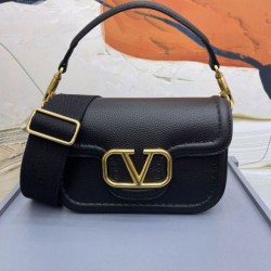 Perfette Qualità Repliche Valentino Alltime Borsa a tracolla Nera Granulata Imitazione