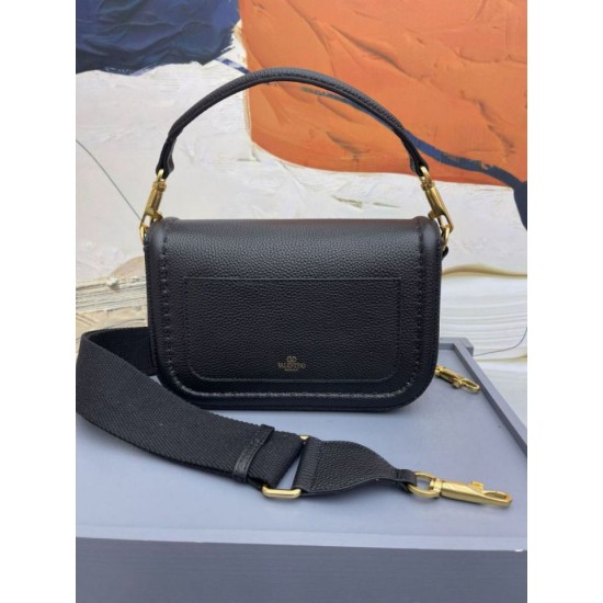 Perfette Qualità Repliche Valentino Alltime Borsa a tracolla Nera Granulata Imitazione