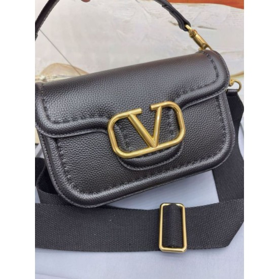 Perfette Qualità Repliche Valentino Alltime Borsa a tracolla Nera Granulata Imitazione