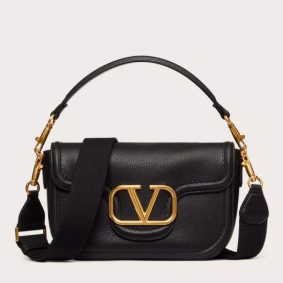 Perfette Qualità Repliche Valentino Alltime Borsa a tracolla Nera Granulata Imitazione