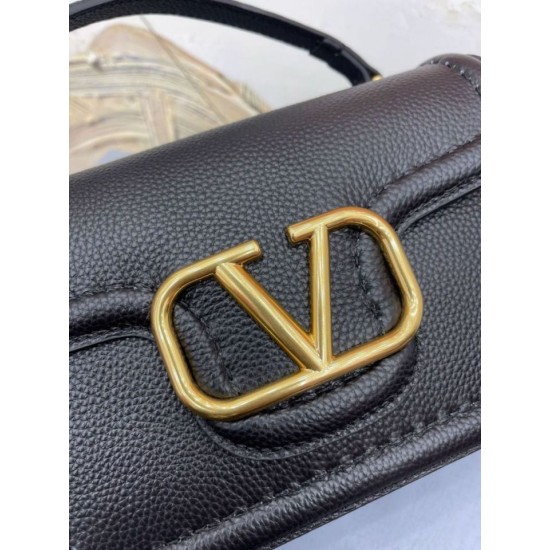 Perfette Qualità Repliche Valentino Alltime Borsa a tracolla Nera Granulata Imitazione