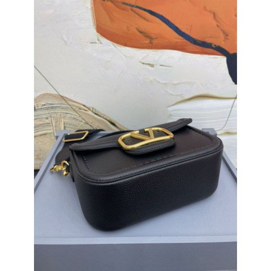 Perfette Qualità Repliche Valentino Alltime Borsa a tracolla Nera Granulata Imitazione