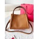Replica perfetta Valentino Alltime Medium Borsa Marrone vitello granata Imitazione Outlet Online