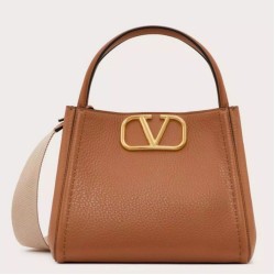 Replica perfetta Valentino Alltime Medium Borsa Marrone vitello granata Imitazione Outlet Online