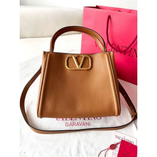 Replica perfetta Valentino Alltime Medium Borsa Marrone vitello granata Imitazione Outlet Online