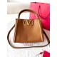 Replica perfetta Valentino Alltime Medium Borsa Marrone vitello granata Imitazione Outlet Online