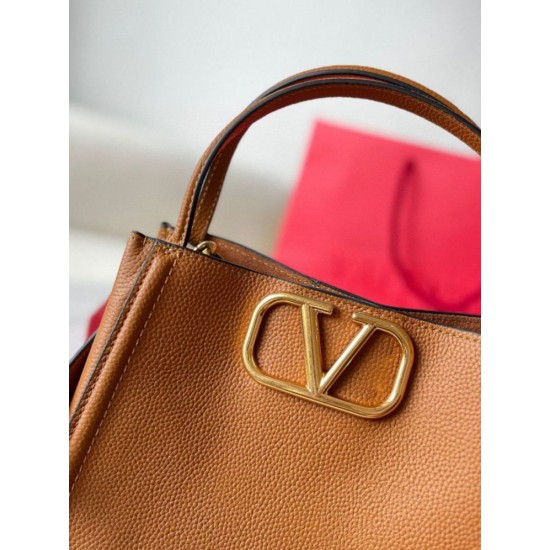 Replica perfetta Valentino Alltime Medium Borsa Marrone vitello granata Imitazione Outlet Online