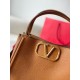 Replica perfetta Valentino Alltime Medium Borsa Marrone vitello granata Imitazione Outlet Online