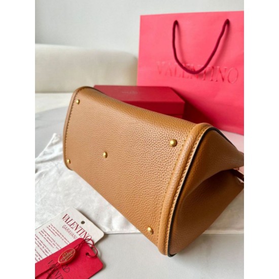 Replica perfetta Valentino Alltime Medium Borsa Marrone vitello granata Imitazione Outlet Online