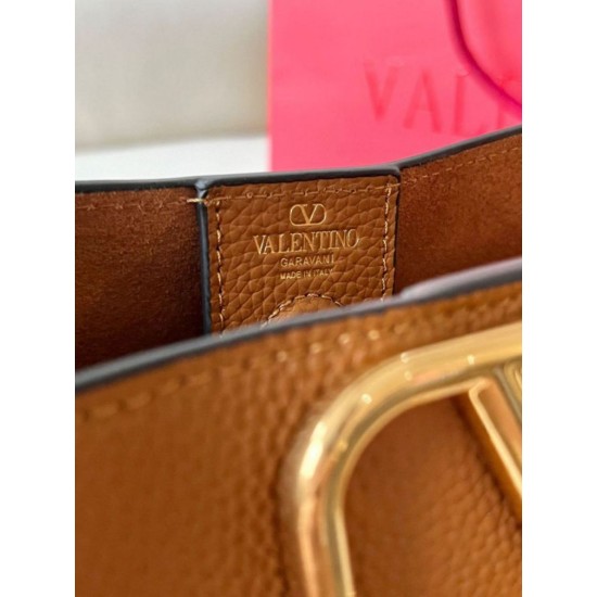 Replica perfetta Valentino Alltime Medium Borsa Marrone vitello granata Imitazione Outlet Online