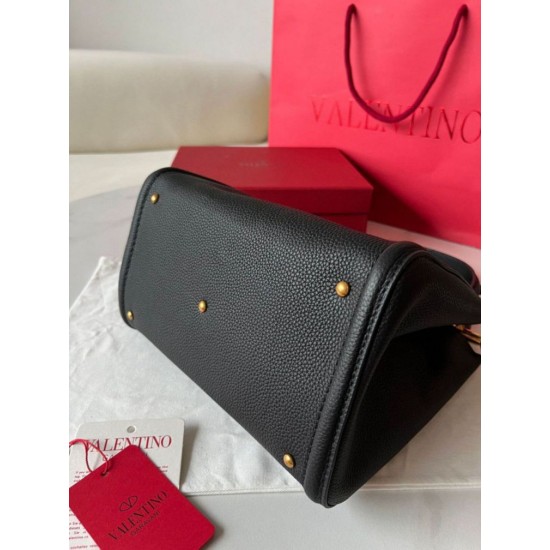 Perfette Qualità Repliche Valentino Alltime Medium Borsa Nero vitello granata Imitazione