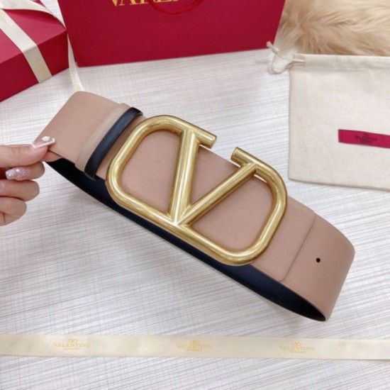 Migliore Repliche Valentino VLogo Reversible Belt 70mm Beige and Nero Calfskin Economiche Outlet Online