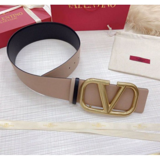 Migliore Repliche Valentino VLogo Reversible Belt 70mm Beige and Nero Calfskin Economiche Outlet Online