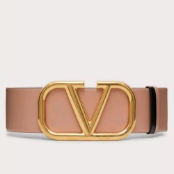 Migliore Repliche Valentino VLogo Reversible Belt 70mm Beige and Nero Calfskin Economiche Outlet Online
