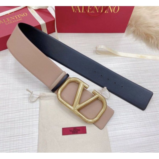Migliore Repliche Valentino VLogo Reversible Belt 70mm Beige and Nero Calfskin Economiche Outlet Online