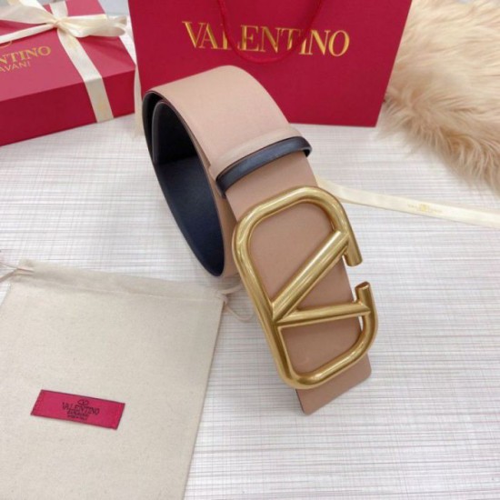 Migliore Repliche Valentino VLogo Reversible Belt 70mm Beige and Nero Calfskin Economiche Outlet Online