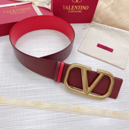 Replica perfetta Valentino VLogo Reversible Belt 70mm Burgundy and Rosso Calfskin Imitazione Outlet Online