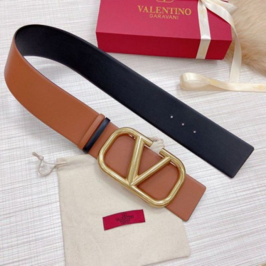 Replica perfetta Valentino VLogo Cintura reversibile 70mm vitello marrone e nera Imitazione Outlet Online