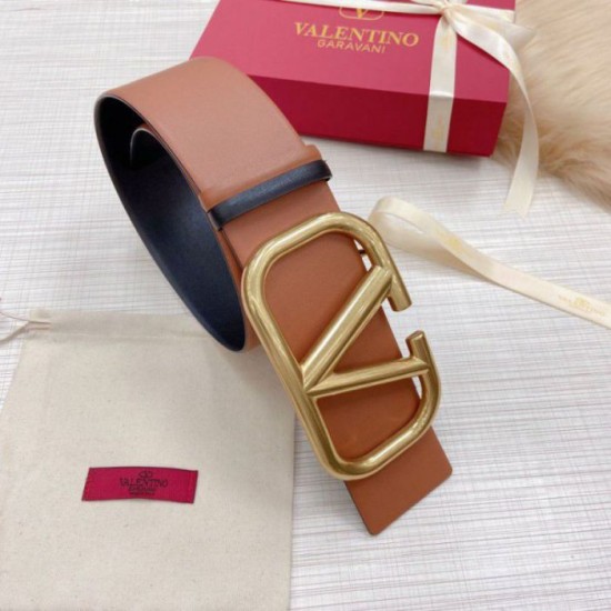 Replica perfetta Valentino VLogo Cintura reversibile 70mm vitello marrone e nera Imitazione Outlet Online