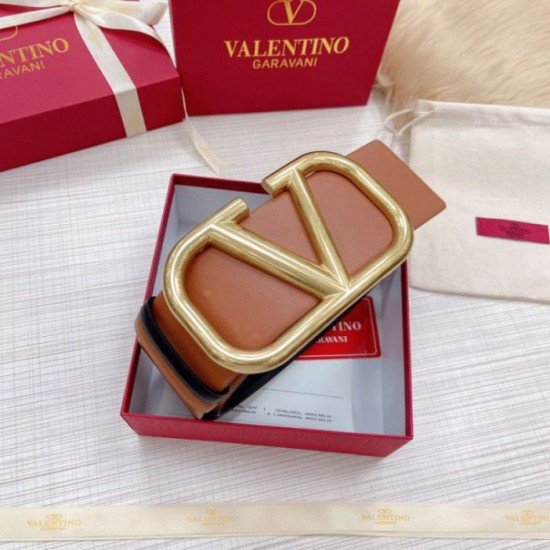 Replica perfetta Valentino VLogo Cintura reversibile 70mm vitello marrone e nera Imitazione Outlet Online