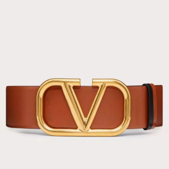 Replica perfetta Valentino VLogo Cintura reversibile 70mm vitello marrone e nera Imitazione Outlet Online