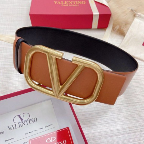 Replica perfetta Valentino VLogo Cintura reversibile 70mm vitello marrone e nera Imitazione Outlet Online