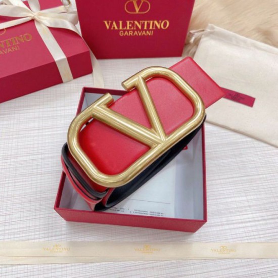 Miglior Falso Valentino VLogo Cintura reversibile 70mm vitello nera e rossa Economiche Premium