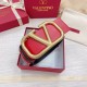 Miglior Falso Valentino VLogo Cintura reversibile 70mm vitello nera e rossa Economiche Premium