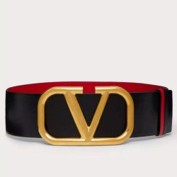 Miglior Falso Valentino VLogo Cintura reversibile 70mm vitello nera e rossa Economiche Premium