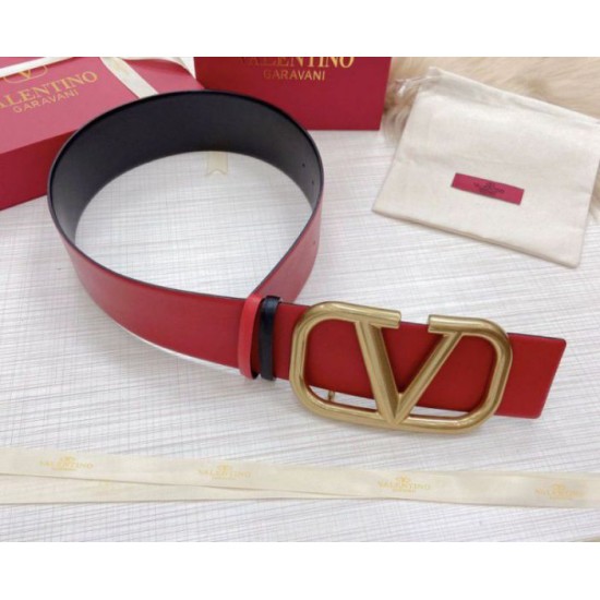 Miglior Falso Valentino VLogo Cintura reversibile 70mm vitello nera e rossa Economiche Premium