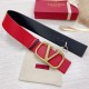 Miglior Falso Valentino VLogo Cintura reversibile 70mm vitello nera e rossa Economiche Premium