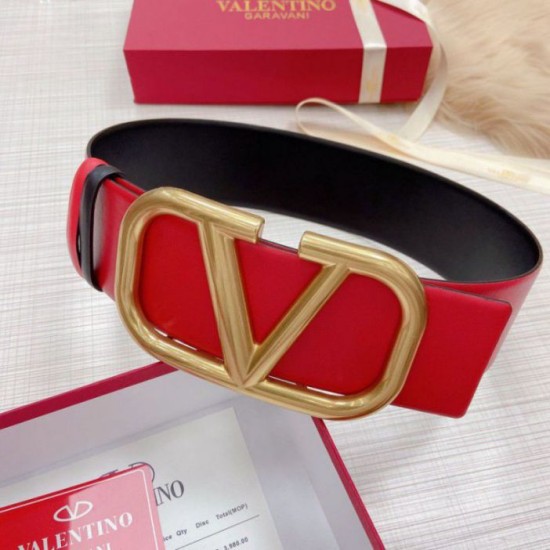 Miglior Falso Valentino VLogo Cintura reversibile 70mm vitello nera e rossa Economiche Premium