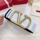 Migliore Repliche Valentino VLogo Cintura reversibile 70mm vitello bianca e nera Economiche Outlet Online