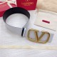 Migliore Repliche Valentino VLogo Cintura reversibile 70mm vitello bianca e nera Economiche Outlet Online