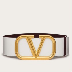 Migliore Repliche Valentino VLogo Cintura reversibile 70mm vitello bianca e nera Economiche Outlet Online
