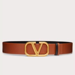 Replica perfetta Valentino VLogo Cintura reversibile 40mm vitello marrone e nera Imitazione Outlet Online