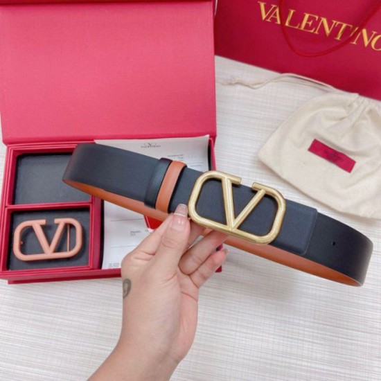 Replica perfetta Valentino VLogo Cintura reversibile 40mm vitello marrone e nera Imitazione Outlet Online