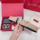 Migliore Repliche Valentino VLogo Cintura reversibile 40mm vitello beige e nera Economiche Outlet Online