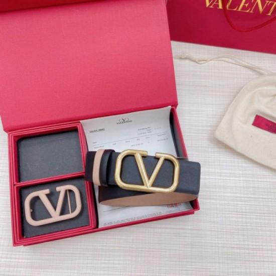 Migliore Repliche Valentino VLogo Cintura reversibile 40mm vitello beige e nera Economiche Outlet Online