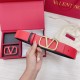 Migliore Repliche Valentino VLogo Cintura reversibile 40mm vitello nera e rossa Economiche Outlet Online