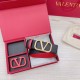 Migliore Repliche Valentino VLogo Cintura reversibile 40mm vitello nera e rossa Economiche Outlet Online