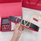 Migliore Repliche Valentino VLogo Cintura reversibile 40mm vitello nera e rossa Economiche Outlet Online