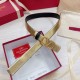 Migliore Repliche Valentino VLogo Cintura reversibile 30mm vitello nera e oro metallizzato Economiche Outlet Online